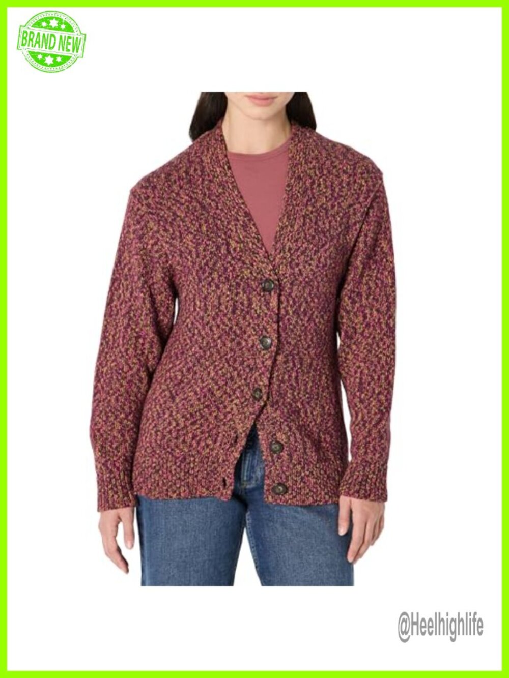 Oversized Fit Heavyweight Cotton Blend Button-Up Cardigan Deep V-Neck